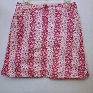 Harold's Women's Pink Floral Cotton Side Slit Casual Round Hem Mini Skirt Size 6